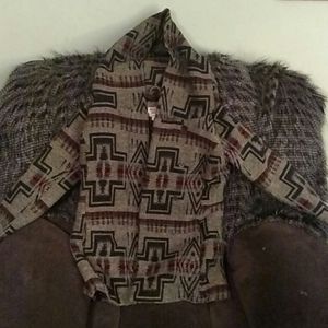 Mossimo tribal pattern jacket with oversized hood.